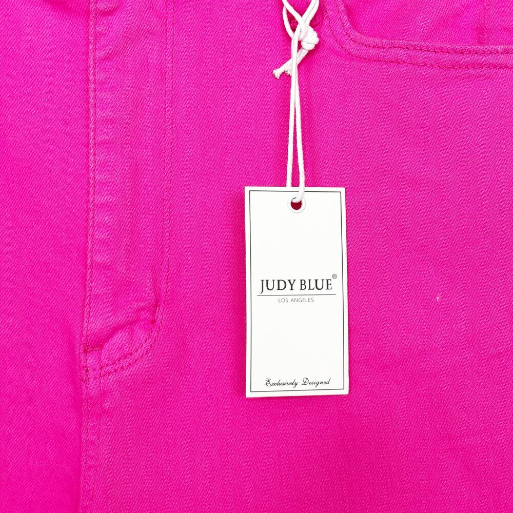 NWT Judy Blue Women's High Waist Dyed Hot Pink 90’s Straight Denim Jeans 15/32 - Picture 5 of 5